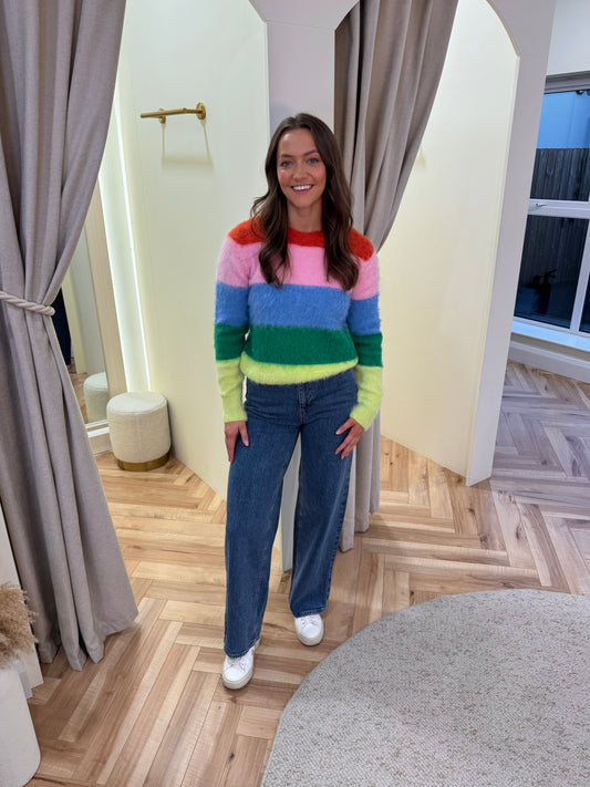Dayna Jumper in Multi Rainbow Stripes
