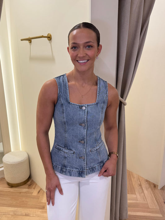 Jen Sculpture Denim Waistcoat
