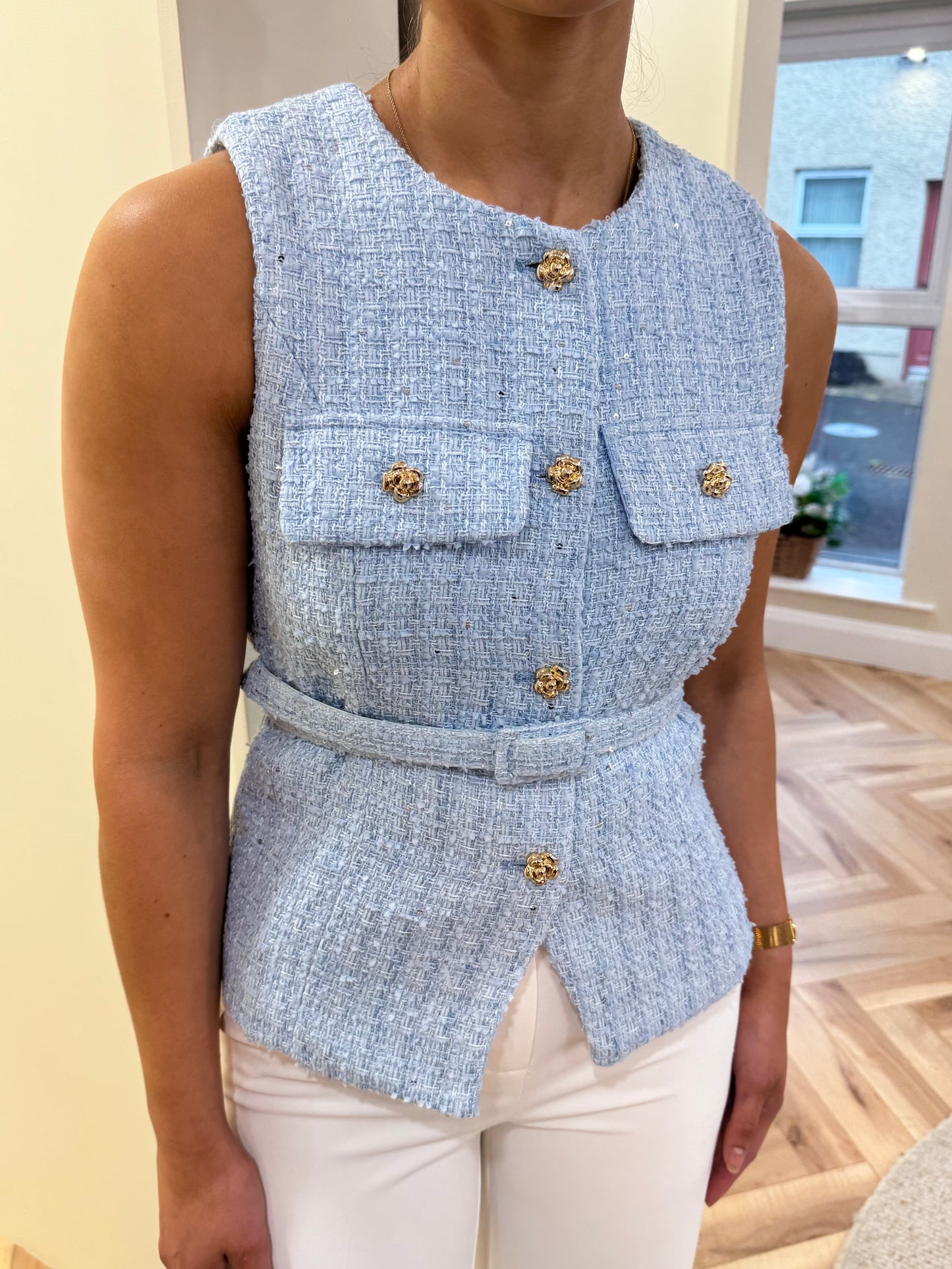 Kyla Tweed Waistcoat in Blue