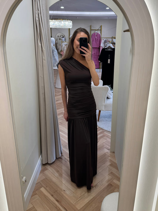 Nicole Dress in Chocolate Brown