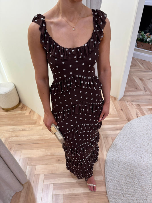 Cecile Ruffle Mesh Maxi Dress