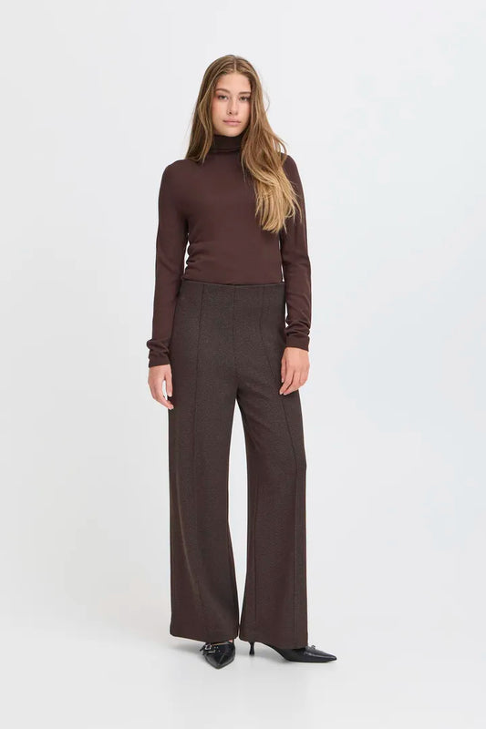 Ihkate Jacquard Trousers in Brown/Black Herringbone