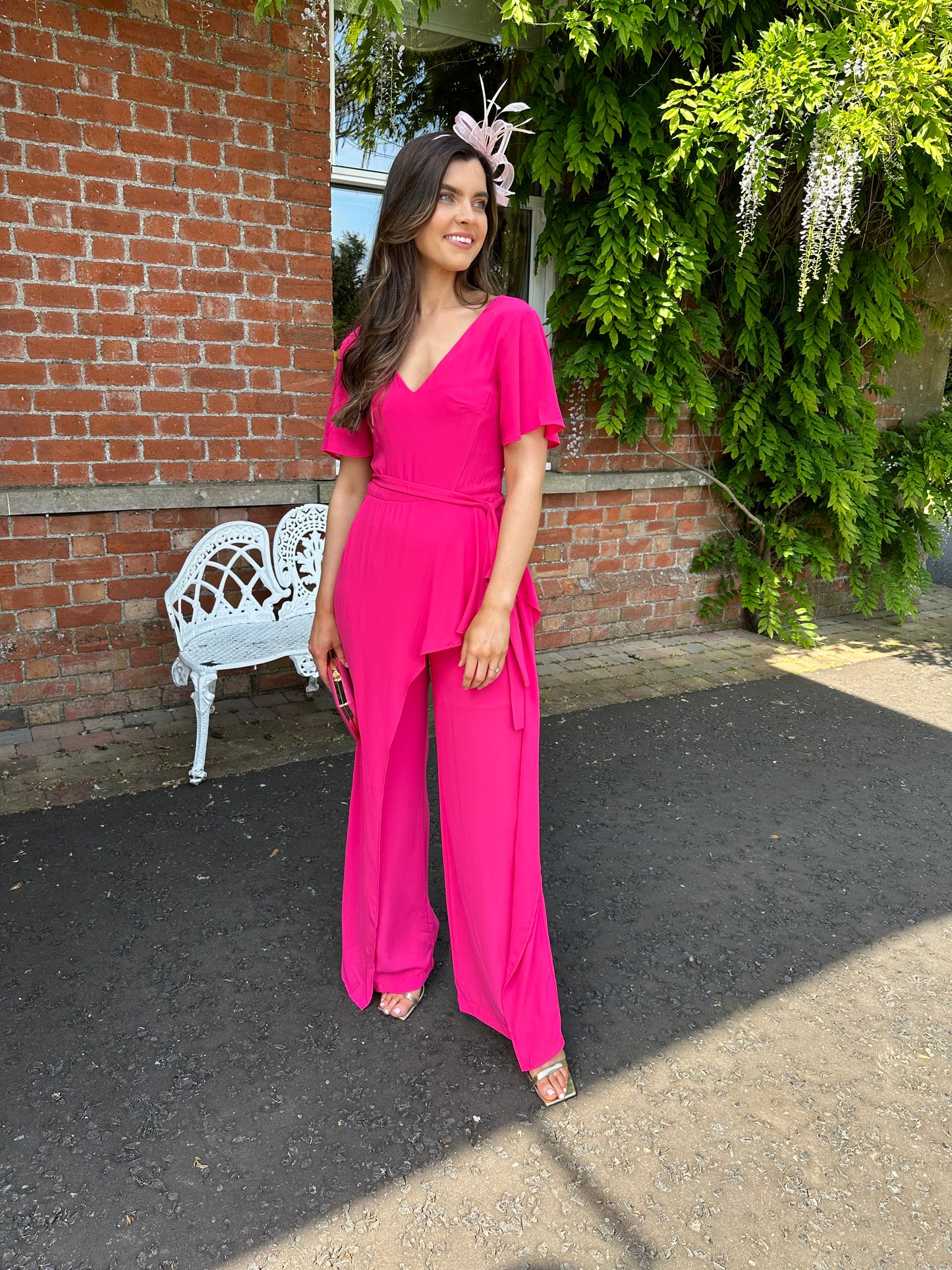 Fuchsia Pink Waterfall Jumpsuit