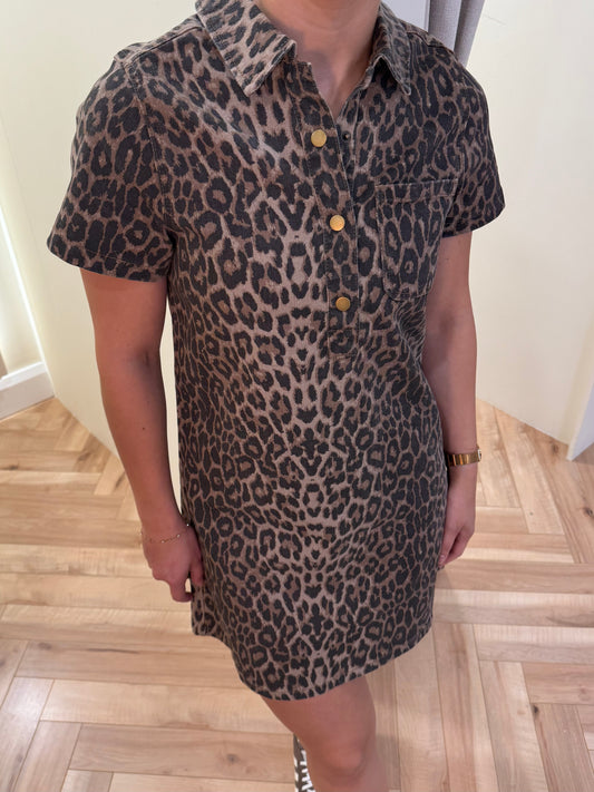 Leopard denim dress