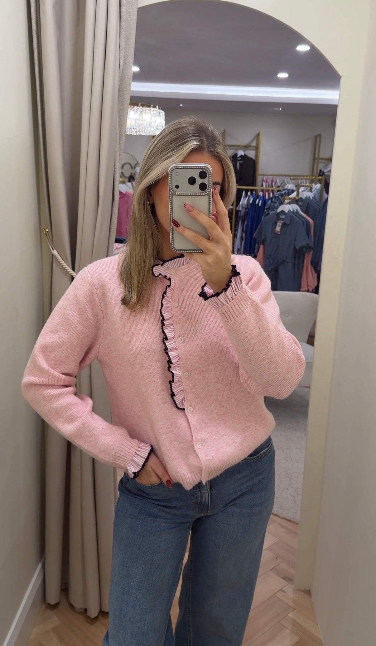 Therese Knit Cardigan in Pink