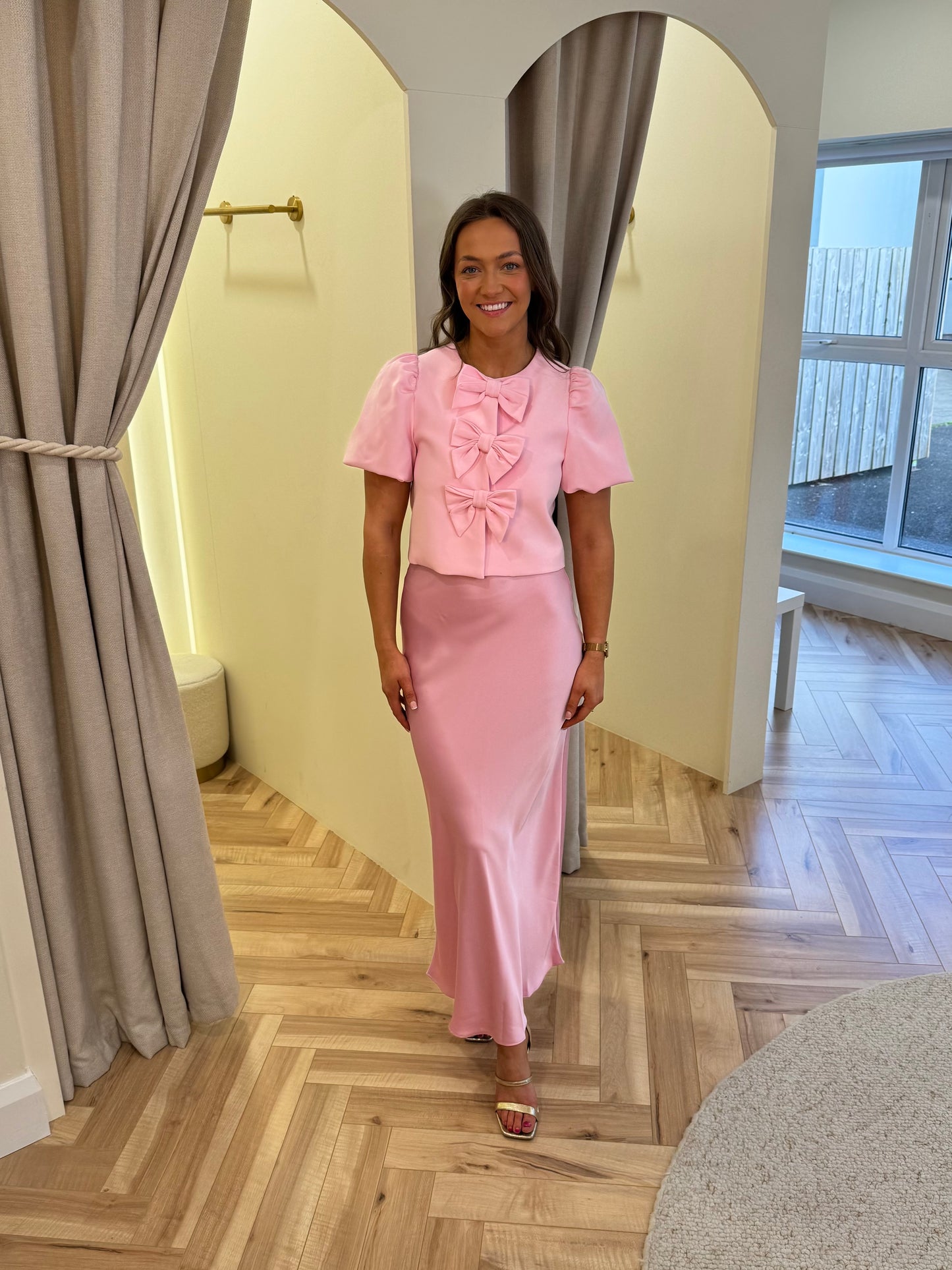 Charlotte Bow Top in Pink