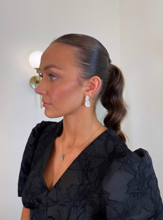 Double drop silver plated earring