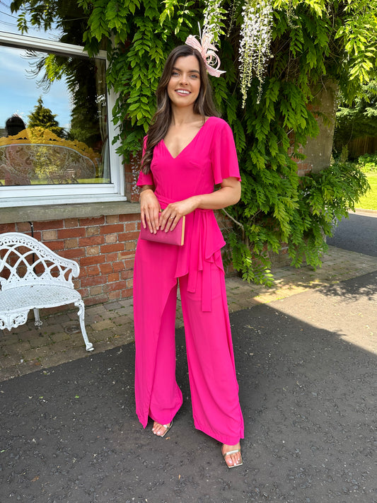 Fuchsia Pink Waterfall Jumpsuit
