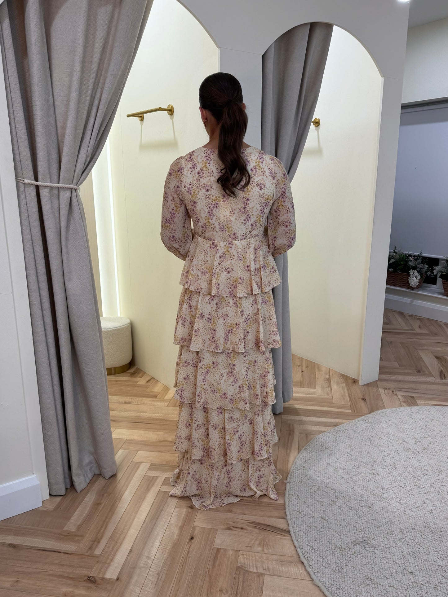 Ashton Ruffle Maxi Dress in Ditsy Floral