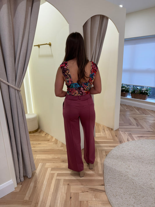 Ihkate Wide Leg Trousers in Maroon