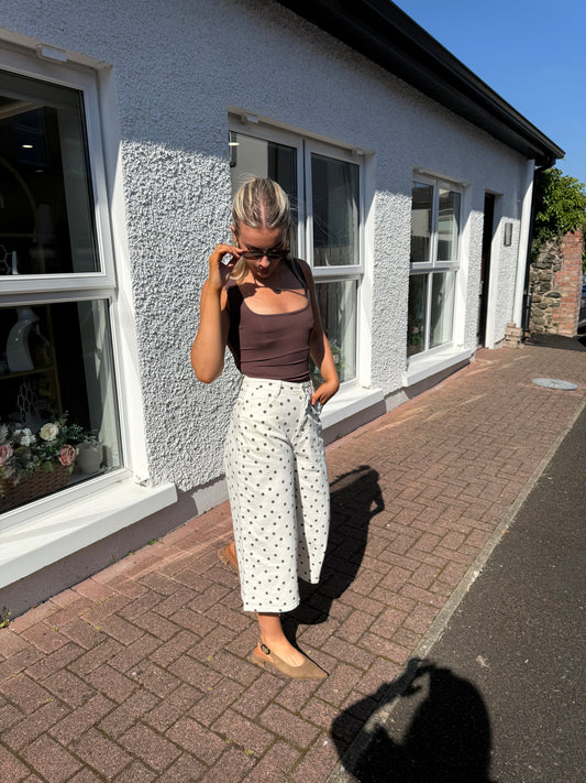 Square Neck Slinky Top in Brown