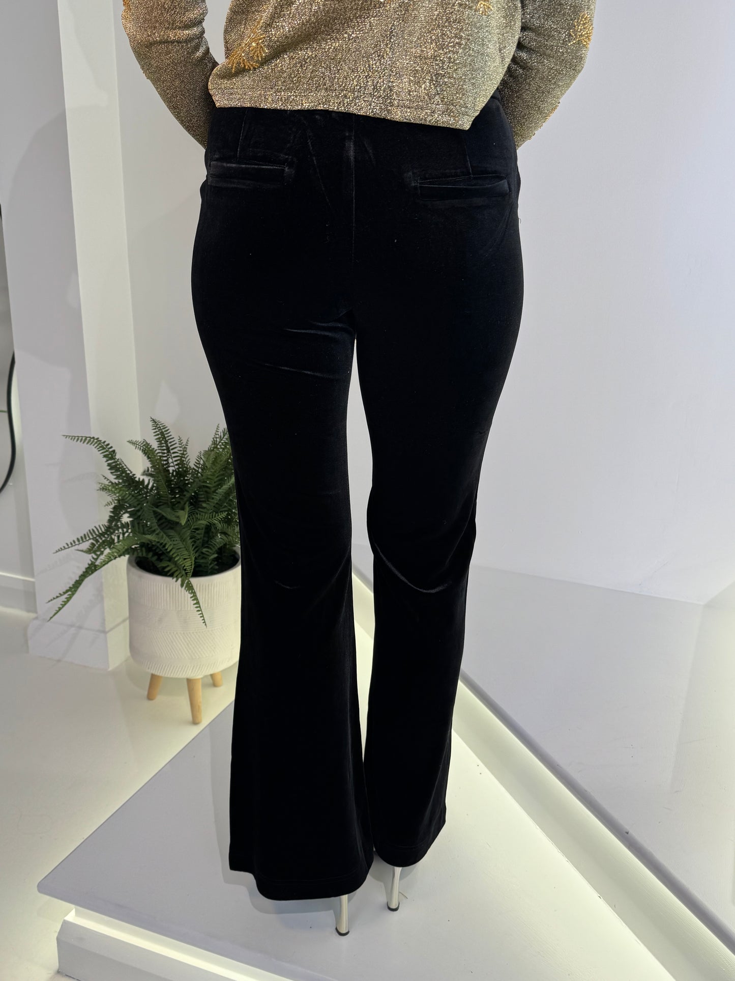 Traffic People velvet Ceeci Trousers in Black
