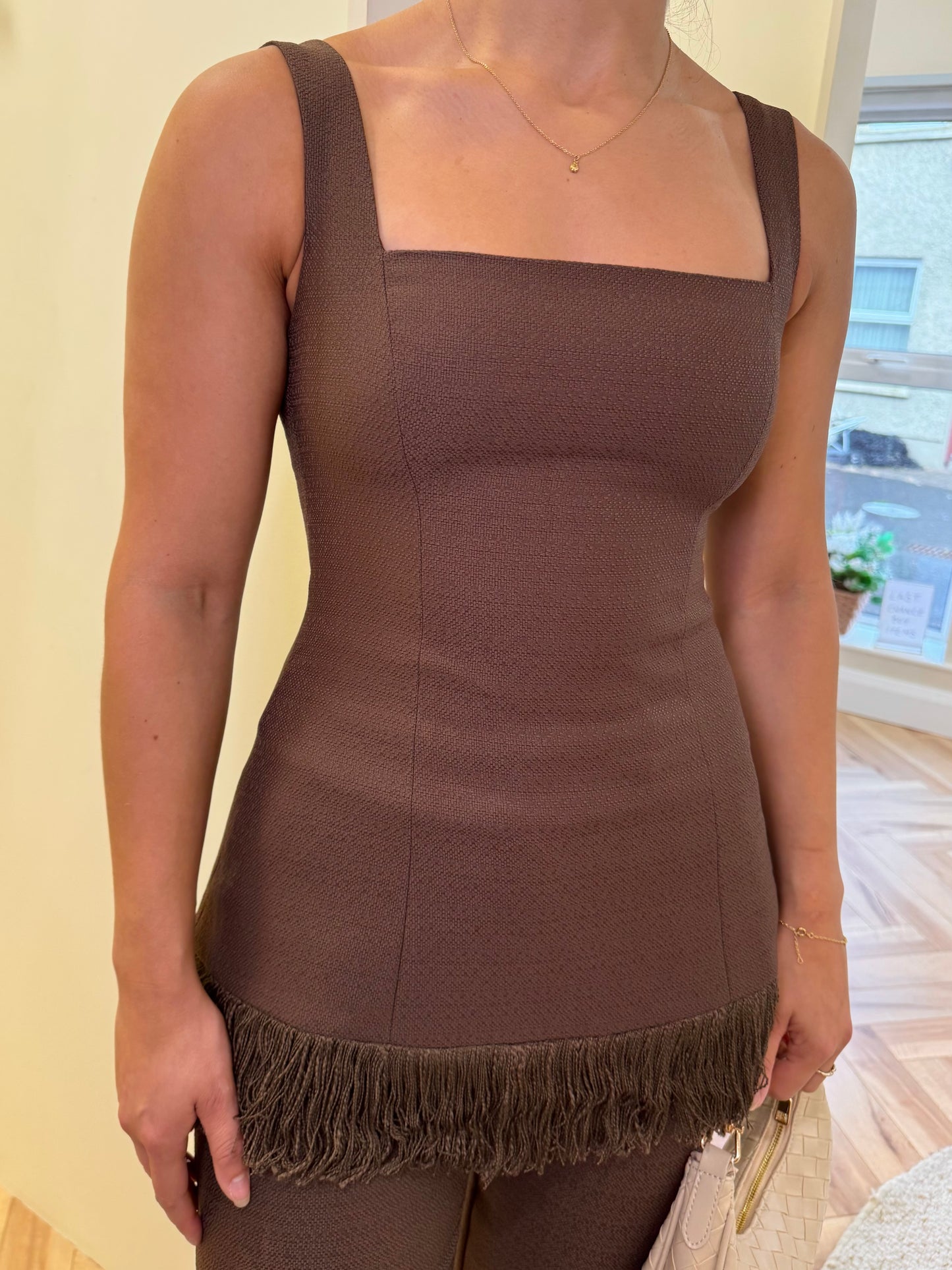 Verona Fringe Tweed Top