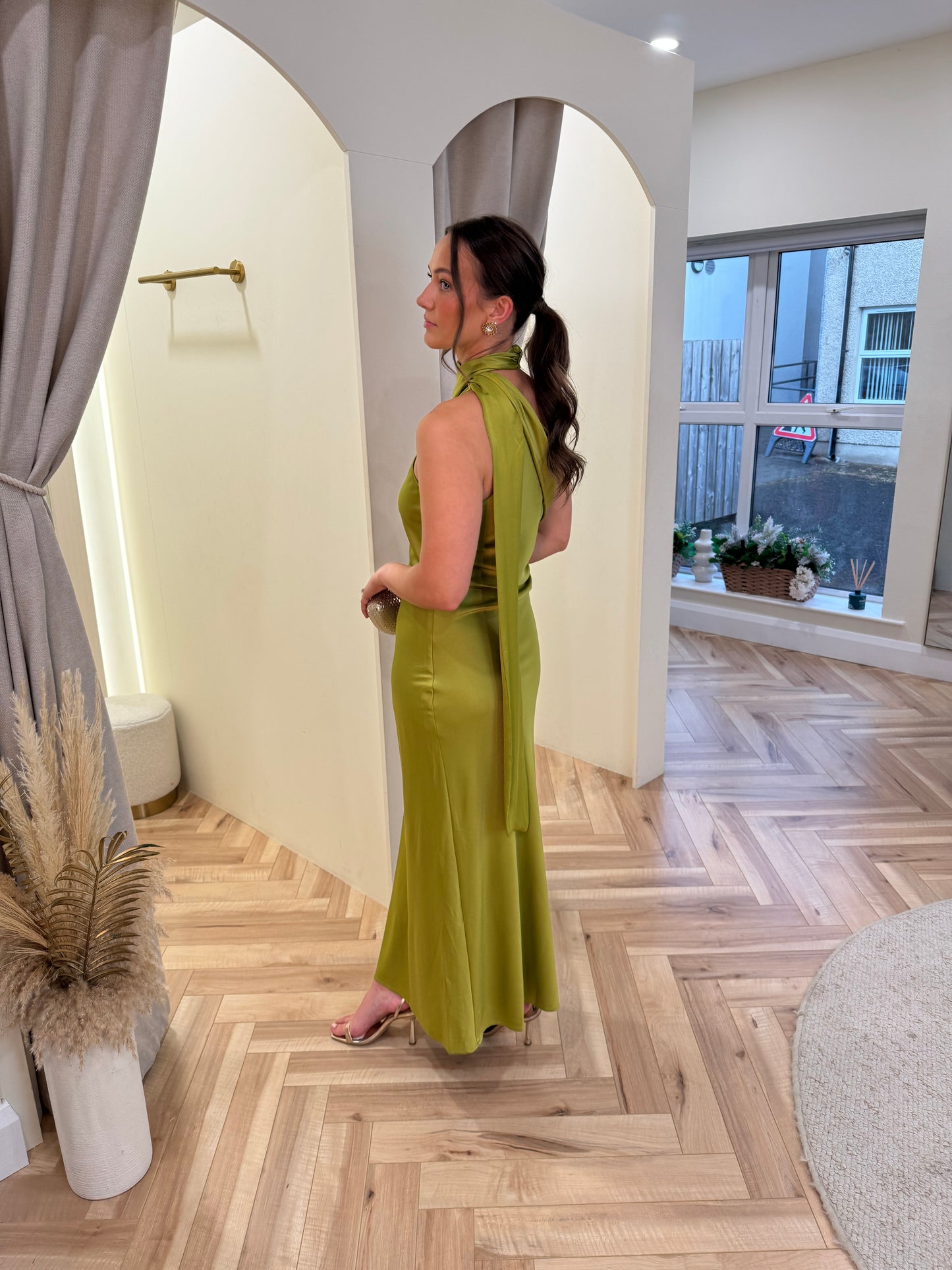 Aideen Maxi Dress in Olive Green