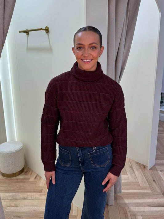 Vizaza glitter roll neck top