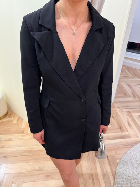 Black Fitted Blazer Mini Dress
