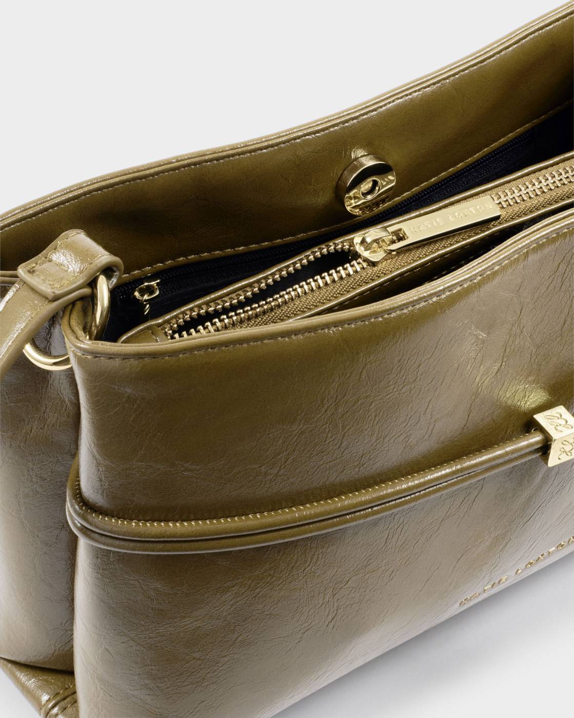 Lori Patent Crackle Crossbody Bag in olive