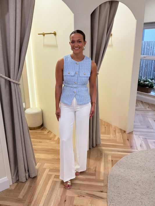 Kyla Tweed Waistcoat in Blue