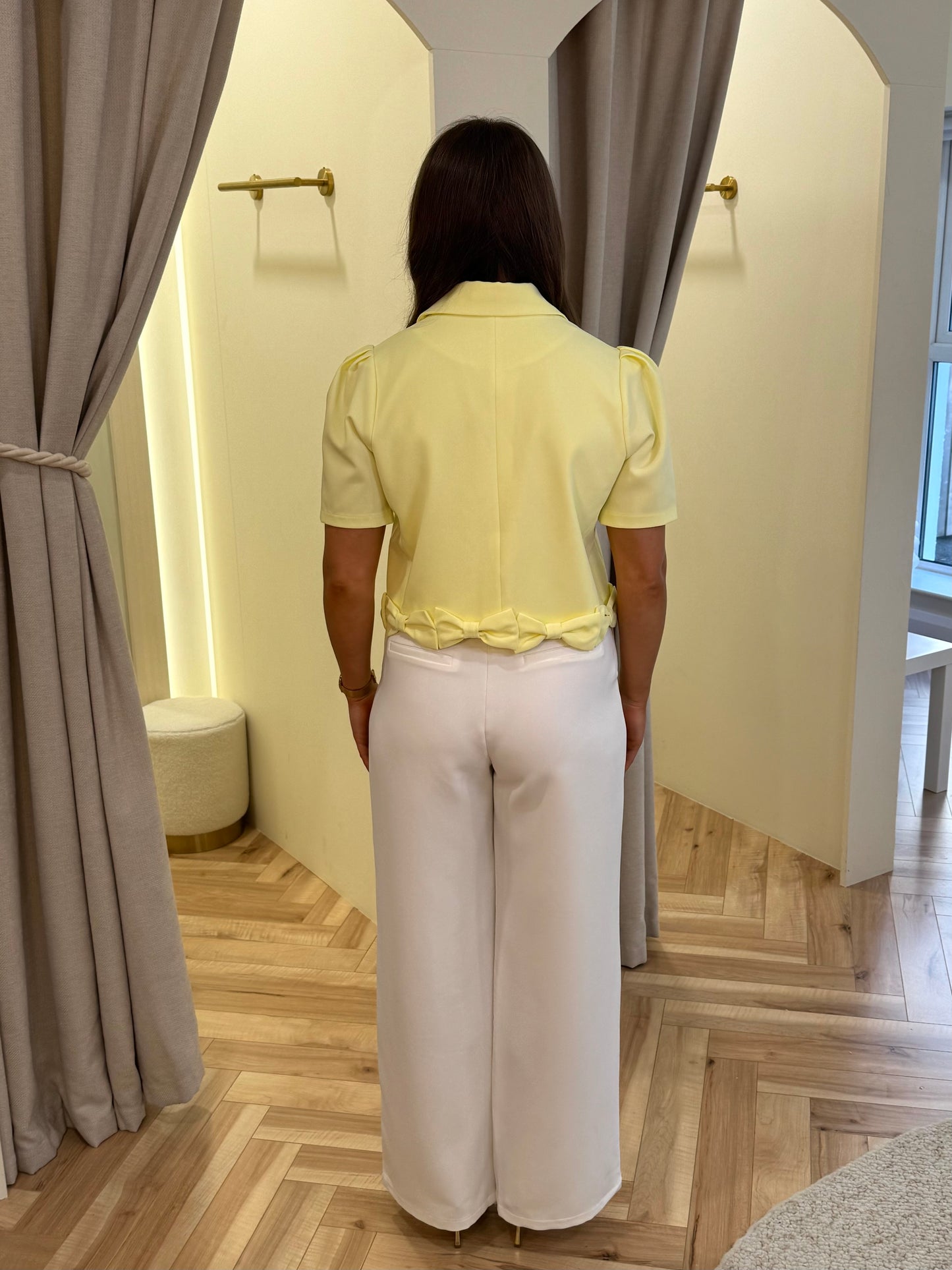 Amelia Crop Blazer in Yellow