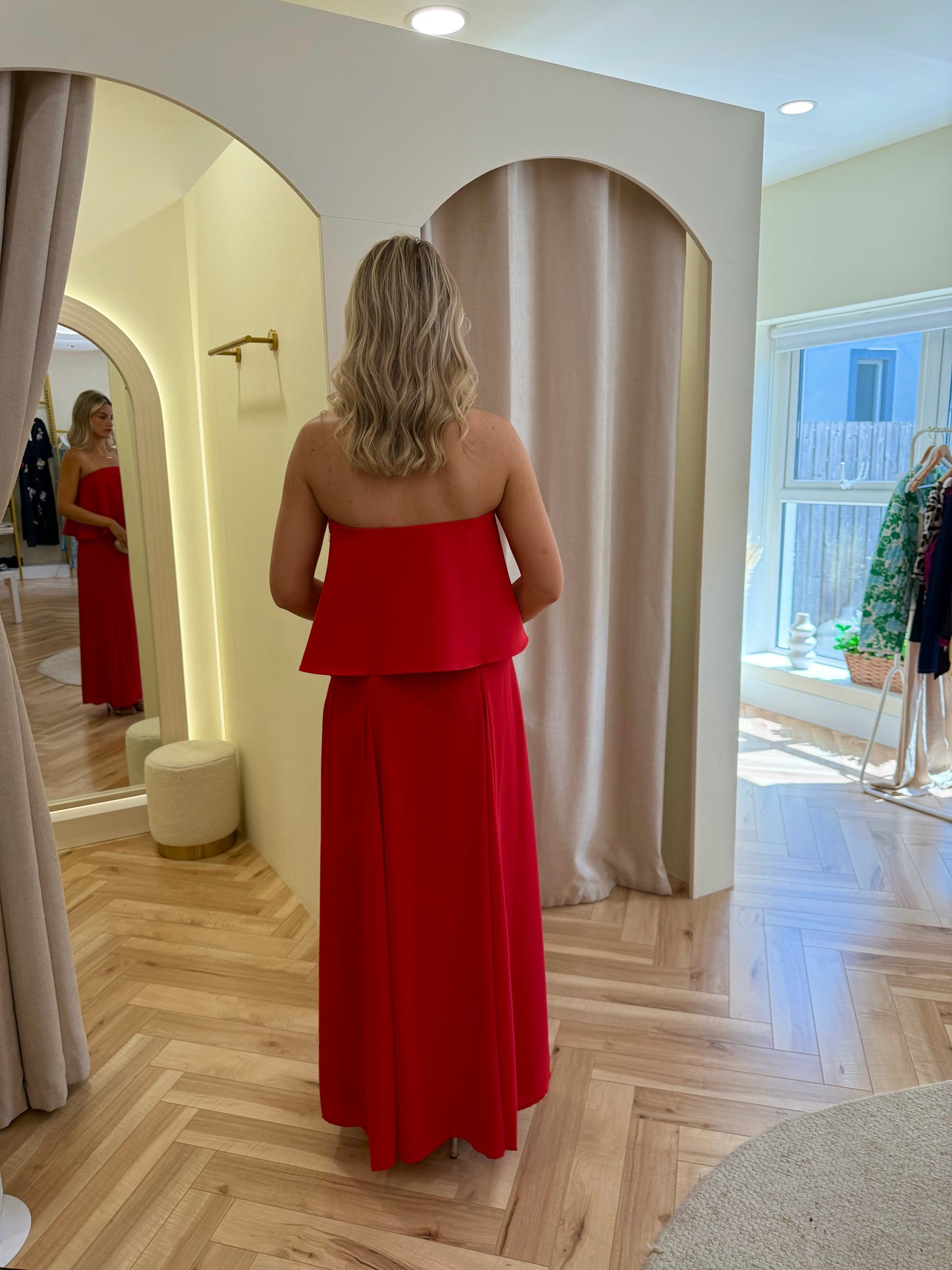 Liv Peplum Bandeau Maxi Dress