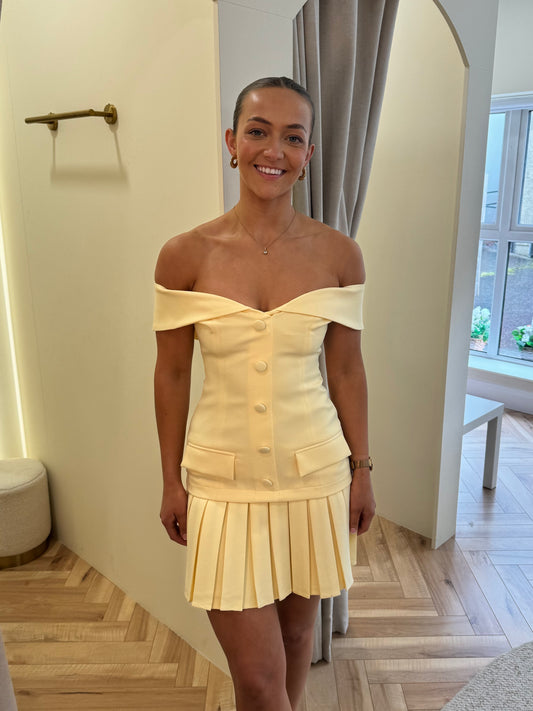 Luna Bardot Dress in Yellow
