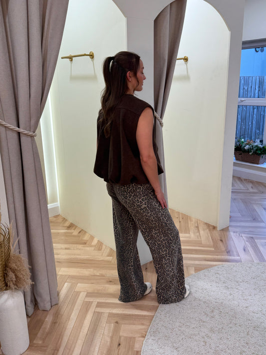 Dad Fit Longer Length Leopard Print Jeans