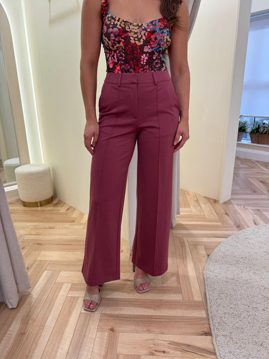 Ihkate Wide Leg Trousers in Maroon