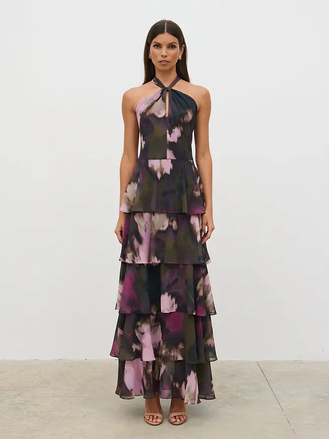 Hester Halter Neck Ruffle Maxi Dress