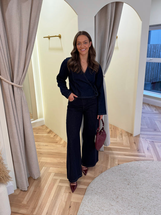 Giovani Palazzo Jeans in Dark Denim Jeans