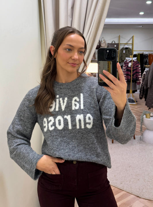 Vimelie Knit Jumper in Grey Melange