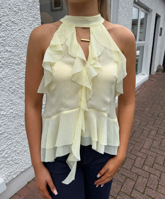 Clara Ruffle Top in Lemon