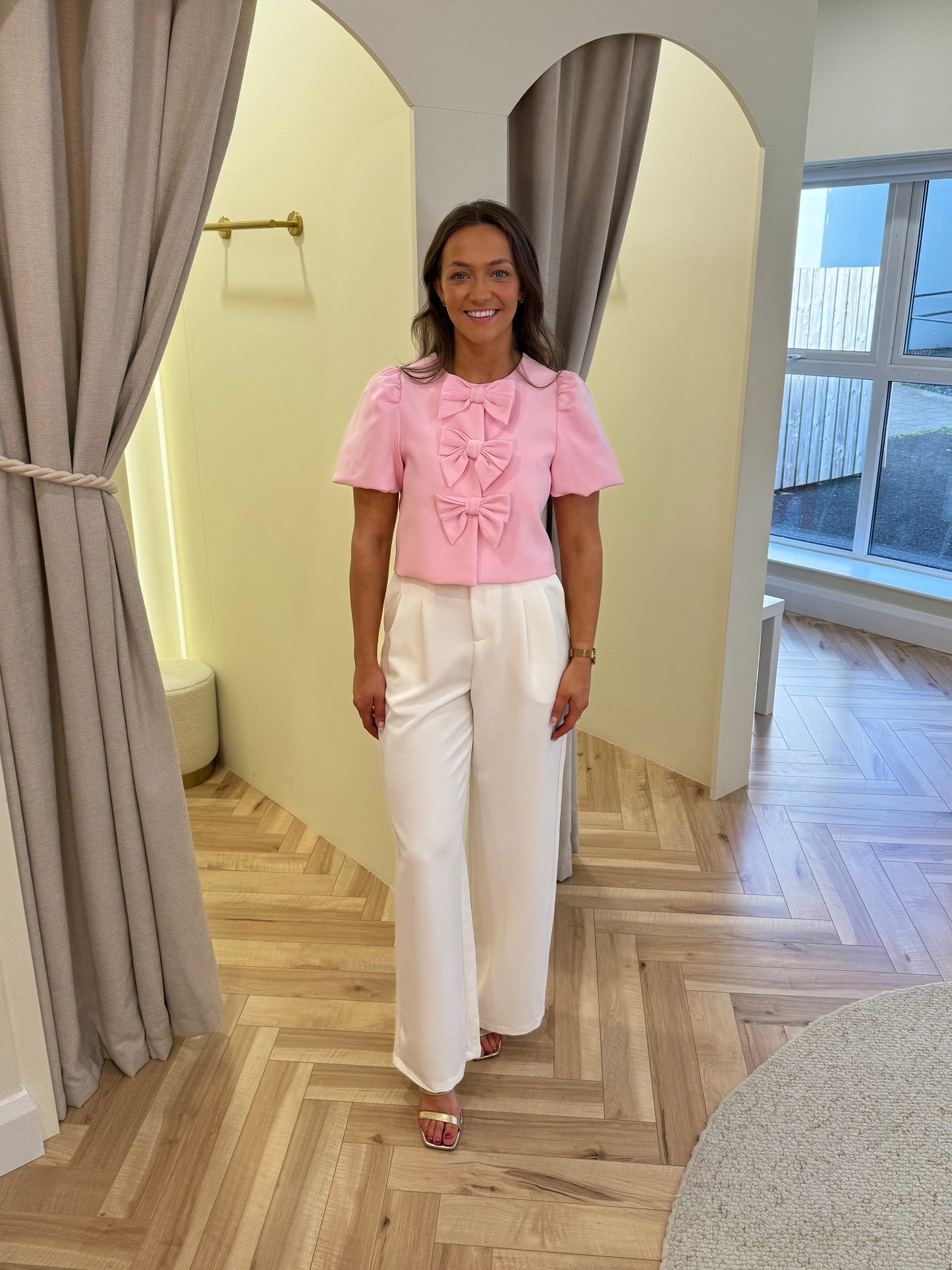 Charlotte Bow Top in Pink
