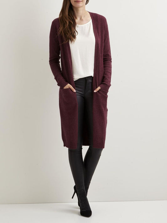Viril long cardigan in Fig
