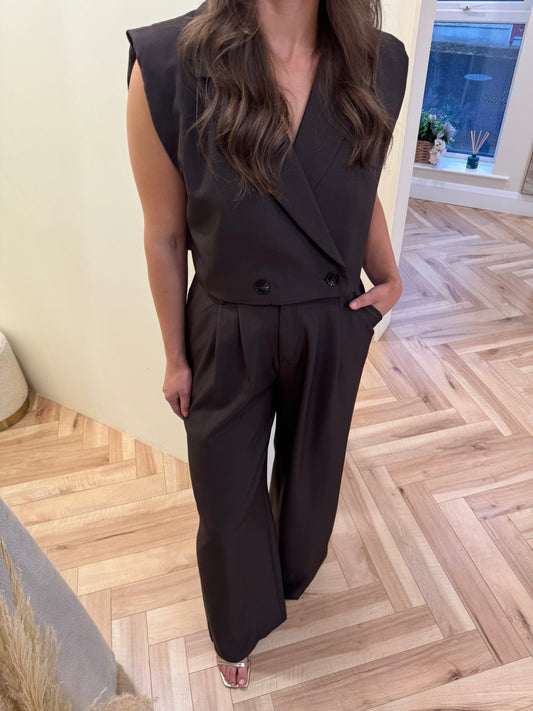 Blakely Waistcoat & Trouser Co ord in Chocolate Brown