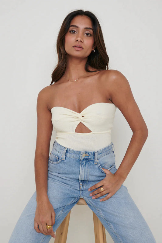 Annabelle Twist Bardot Knit Top