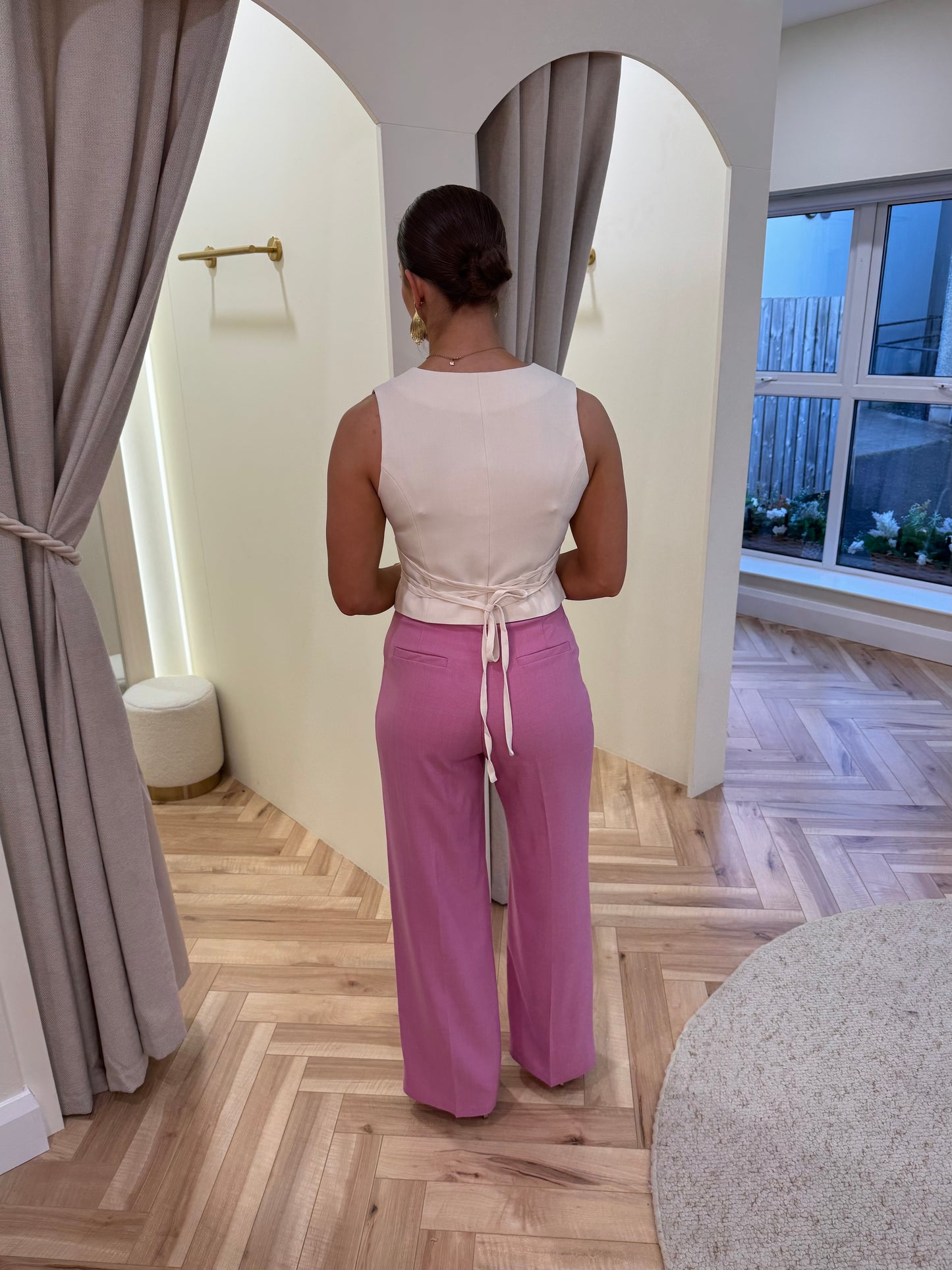 Elle Tie Waistcoat in Off White