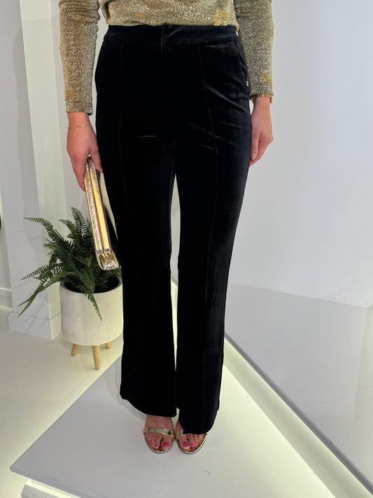Traffic People velvet Ceeci Trousers in Black