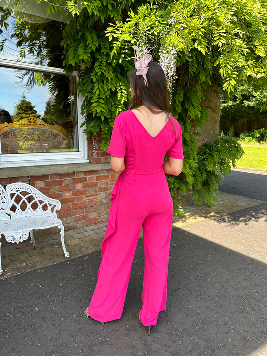 Fuchsia Pink Waterfall Jumpsuit