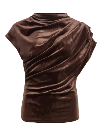 Vilivas velvet top in brown