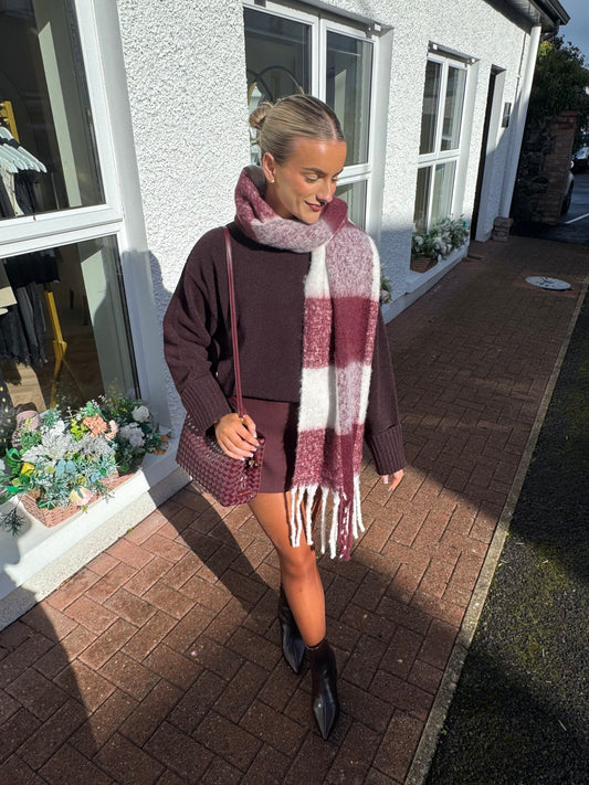 Tassel Scarf in Cherry