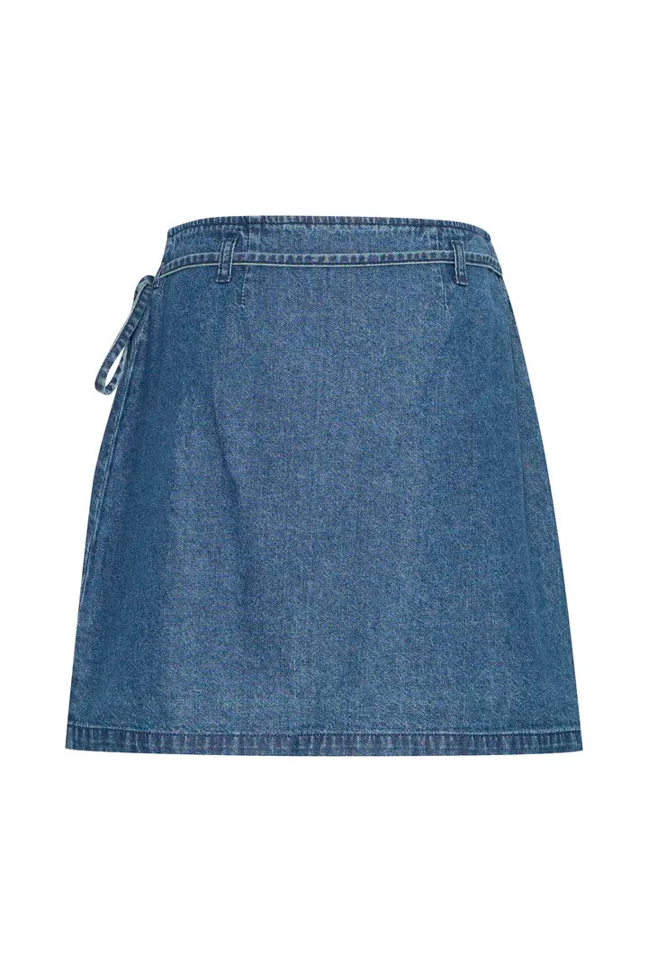ICHI ihdallas wrap denim skirt