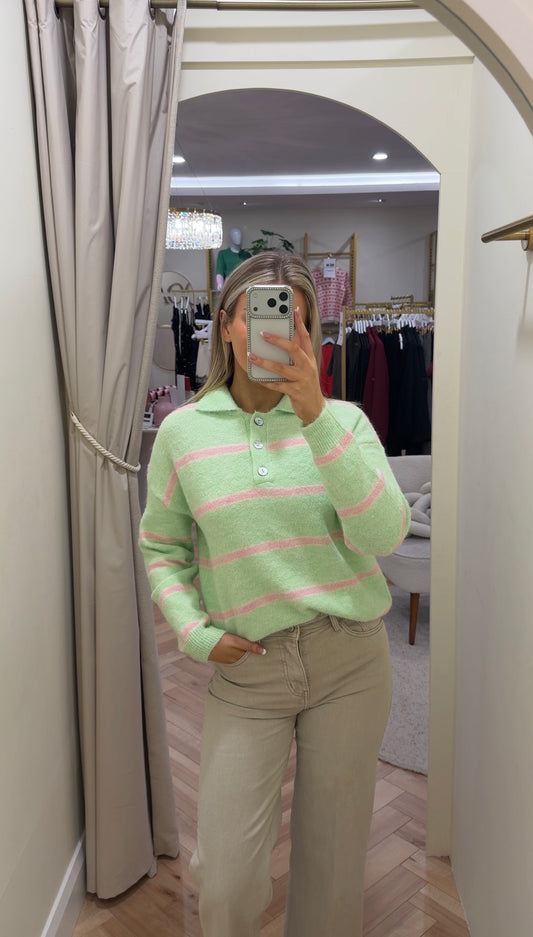 Casey Knit Polo jumper in Green