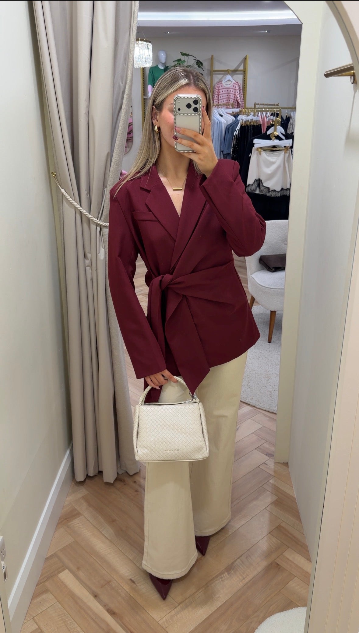 Cassie Burgundy Front Tie Blazer