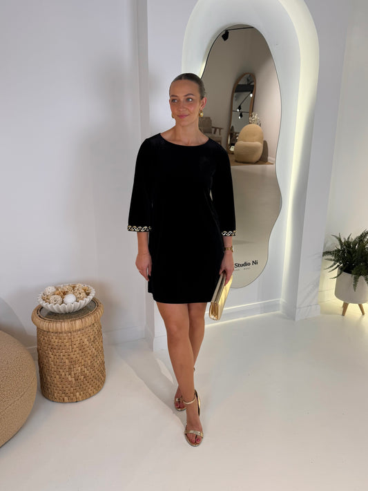 Traffic People velvet Bloom Dress in Black