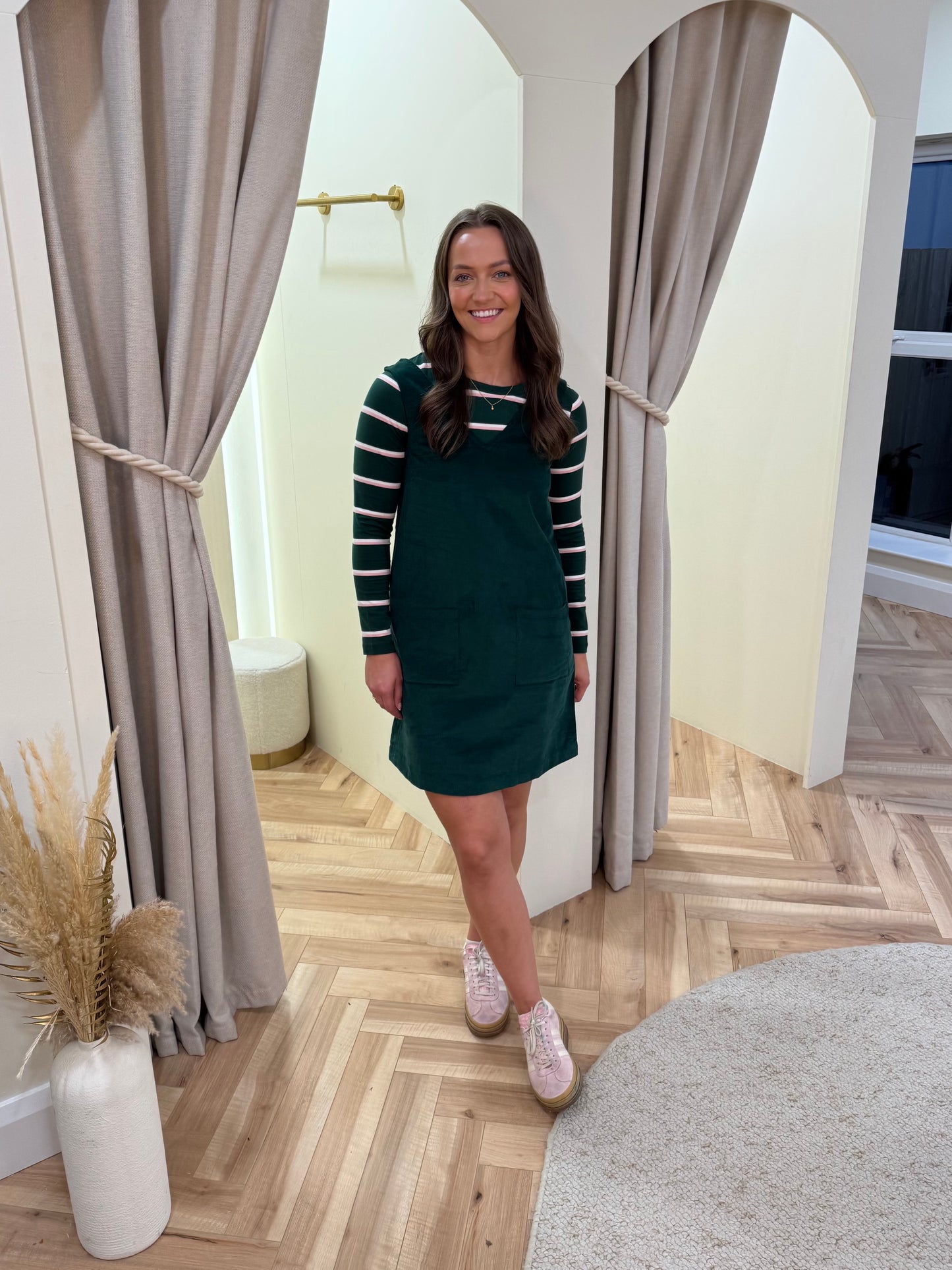 Kacy Tunic Dress in Green Cord