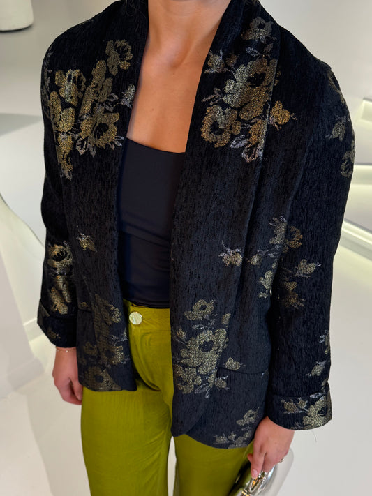 Traffic People Jacquard Boyfriend Jacket in black