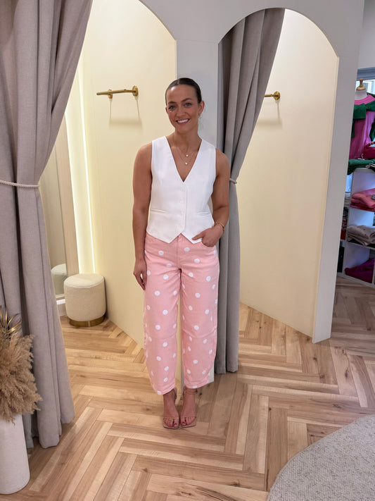 Pink polkadot balloon jeans