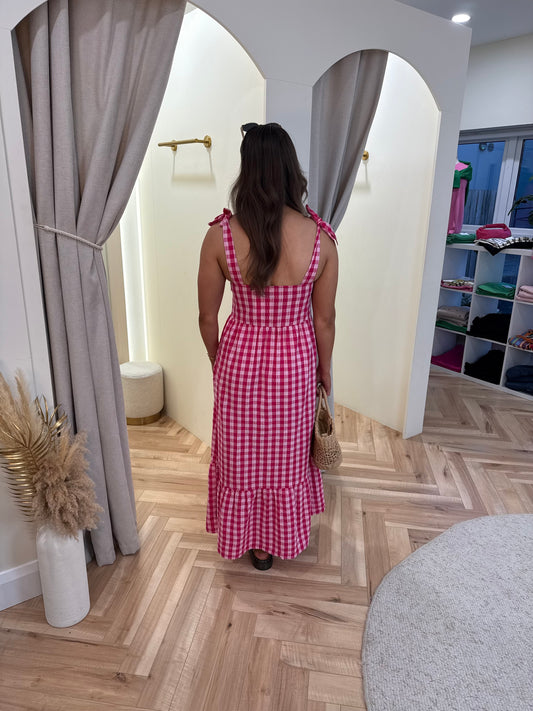 Ihfelicia Dress in Very Berry/Pink Check