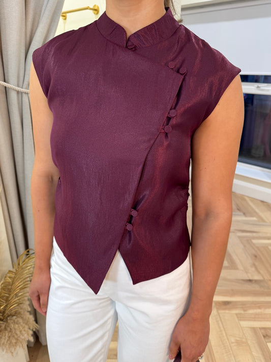 Elara Top in Burgundy
