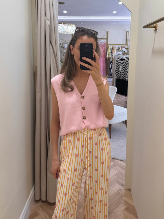 Floral stripe trousers